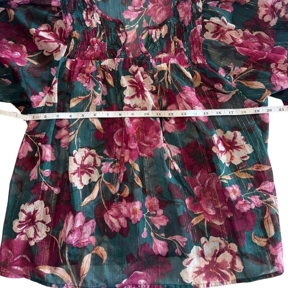 Maurices Women's Floral Print Long Sleeve Blouson Sleeve Blouse Size M - Picture 6 of 7